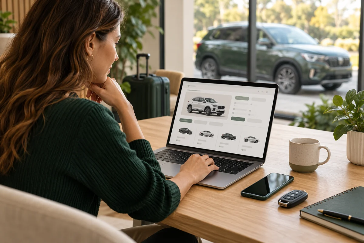 Illustration: planning a rental car booking online