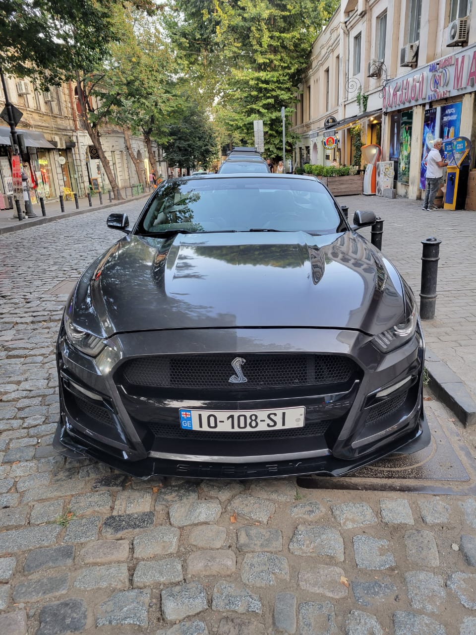 Ford Mustang sports car front view in Tbilisi